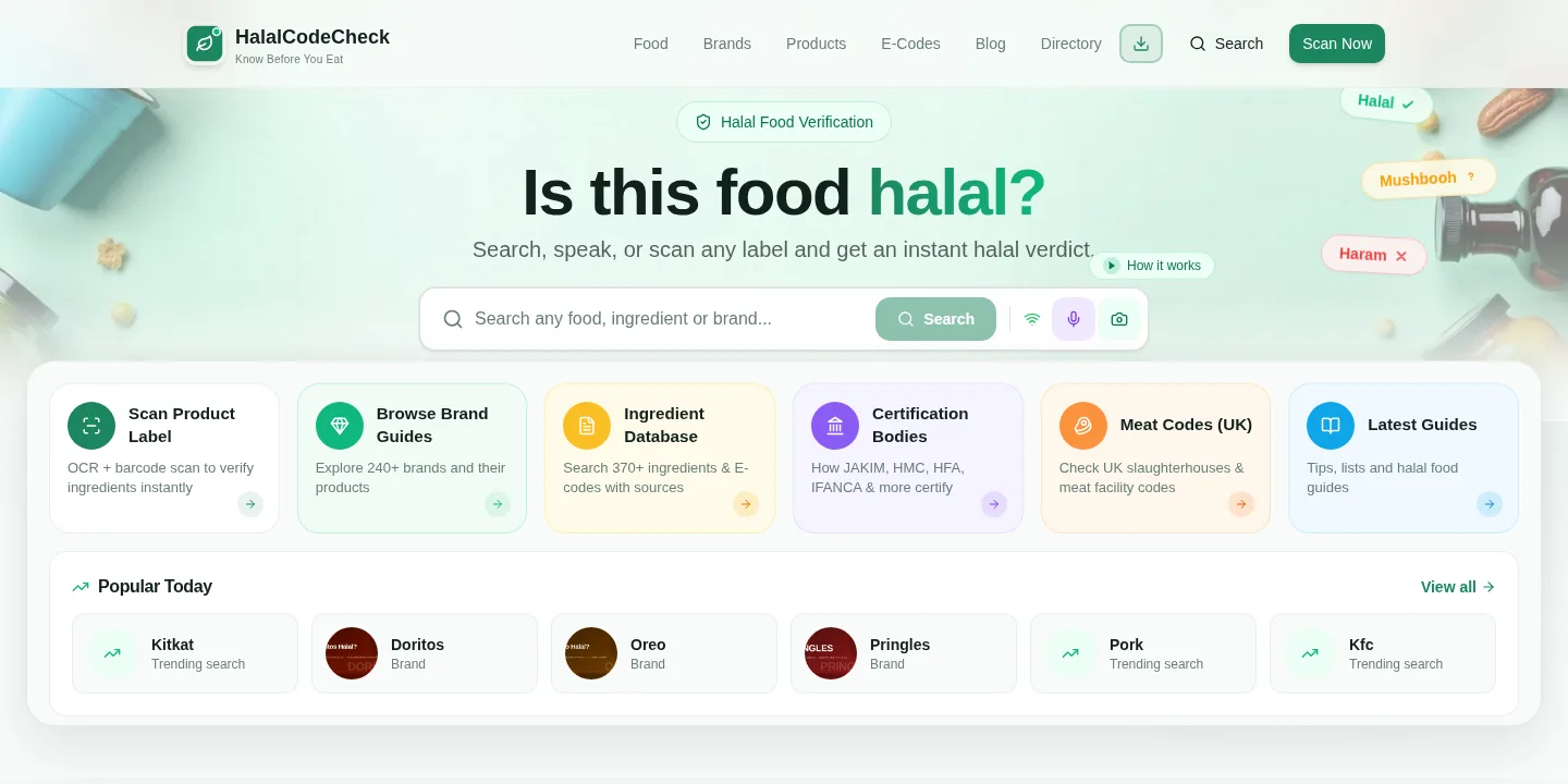 HalalCodeCheck homepage